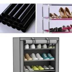 SCARPIERA SALVASPAZIO 10 RIPIANI 27PAIA DI SCARPE SCAFFALE ACCIAIO E TESSUTO TNT
