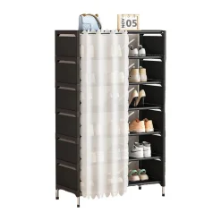 SCARPIERA SALVASPAZIO A 7 RIPIANI CON TENDA COPRIPOLVERE INSTALLAZIONE SEMPLICE RIPOSTIGLI