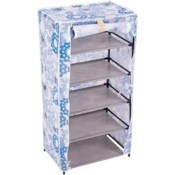 SCARPIERA SALVASPAZIO PORTA SCARPE TESSUTO TNT 44 X 30 X 89 CM AZZURRO