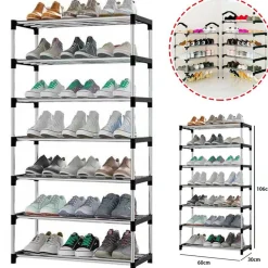 SCARPIERA SCAFFALE CASA MULTIUSO 7 RIPIANI IN METALLO SALVASPAZIO 60X30X106CM