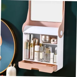SCATOLA ESPOSITORE ORGANIZER TRUCCO CONTENITORE PER COSMETICI PORTA TRUCCHI ROSA
