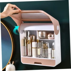 SCATOLA ESPOSITORE ORGANIZER TRUCCO CONTENITORE PER COSMETICI PORTA TRUCCHI ROSA