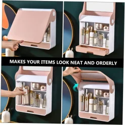 SCATOLA ESPOSITORE ORGANIZER TRUCCO CONTENITORE PER COSMETICI PORTA TRUCCHI ROSA