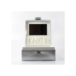 SCATOLA PORTA OGGETTI BOX GIOIELLI COSMETICI IN SIMILPELLE CON SPECCHIO BIANCO