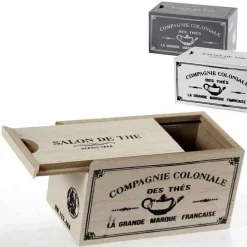 SCATOLA PORTA OGGETTI BUSTINE THE TÈ CIALDE CAFFÈ 13X7X7 CM LEGNO DECORI 738654