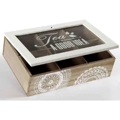 SCATOLA PORTA OGGETTI BUSTINE THE TISANE CIALDE 24X16X7,5CM LEGNO INDIAN 739446