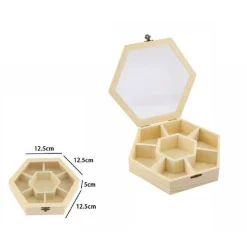 SCATOLA PORTAGIOIE IN LEGNO CON BACHECA 7 POSTI SCOMPARTI VETRINA 74027A LY-1617