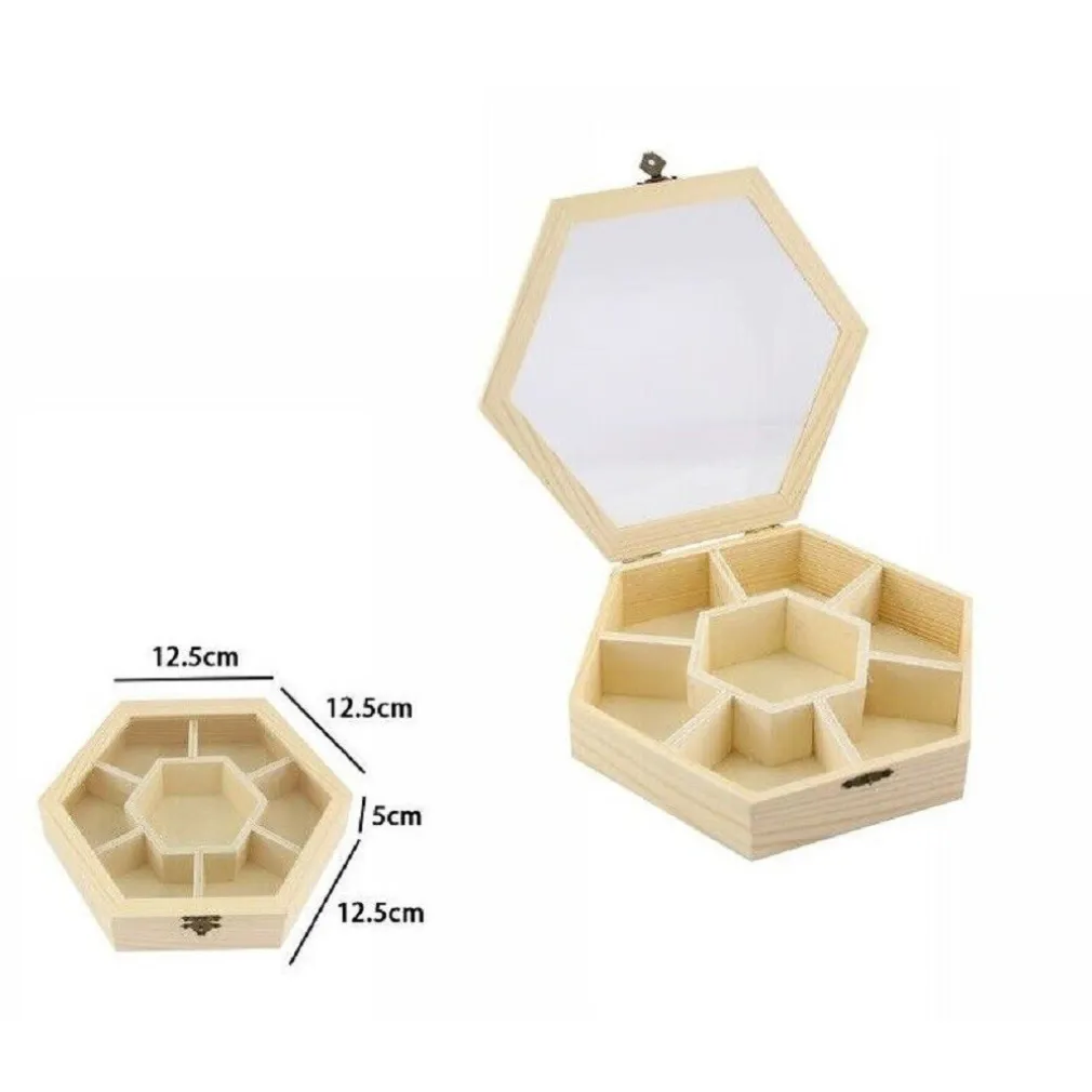 SCATOLA PORTAGIOIE IN LEGNO CON BACHECA 7 POSTI SCOMPARTI VETRINA 74027A LY-1617