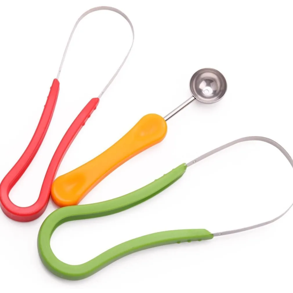 SCAVINO CUCCHIAIO MULTIFUNZIONE TAGLIO MELONE 3 IN 1 SPALLINATORE PER FRUTTA