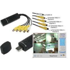 SCHEDA ACQUISIZIONE EASYCAP USB 2.0 PC NOTEBOOK 4 CANALI DVR VIDEO SORVEGLIANZA