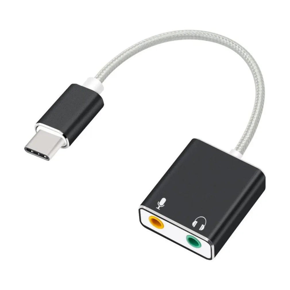 SCHEDA AUDIO ESTERNA SPLITTER PORTA TYPE-C LAPTOP A JACK CUFFIE MICROFONO Q-T98