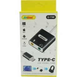 SCHEDA AUDIO ESTERNA SPLITTER PORTA TYPE-C LAPTOP A JACK CUFFIE MICROFONO Q-T98