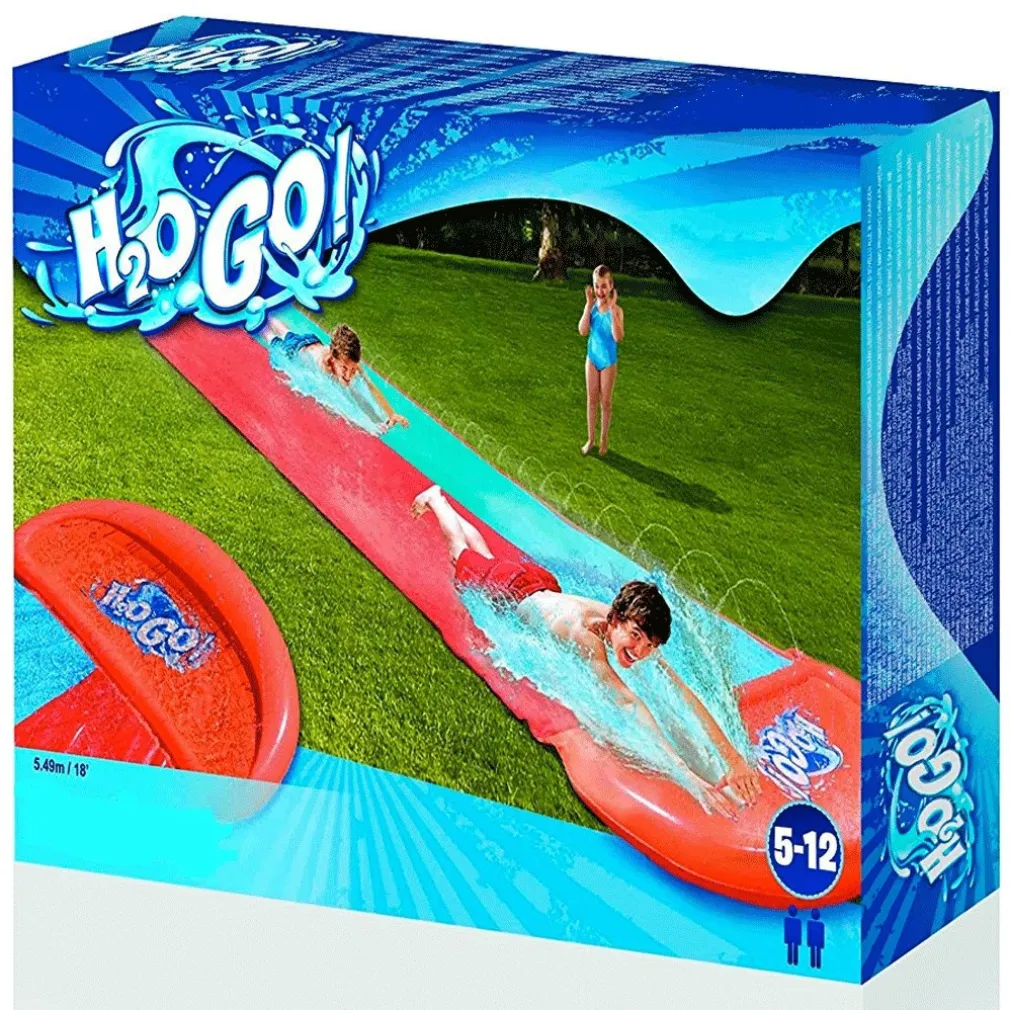 SCIVOLO ACQUATICO GIARDINO PISTA 5,49MT RAMPA LANCIO E SPRUZZO 2 POSTI