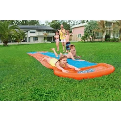 SCIVOLO DOPPIO ACQUASCIVOLO GIOCHI GIARDINO GONFIABILI CON SPRUZZI 488 CM 52328