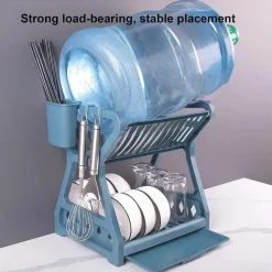 SCOLAPIATTI A 2 RIPIANI DOPPIO SCARICO CON VASSOIO RACCOGLIGOCCE RIMOVIBILE PORTAUTENSILI