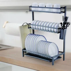 SCOLAPIATTI COLAPIATTI BASE APPOGGIO IN ACCIAIO 3 RIPIANI 42 X 25X 60 CM MJ-6014