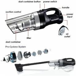 SCOPA ELETTRICA ASPIRAPOLVERE CORDLESS TURBO CYCLONE NO SACCHETTO 350W RICARICABILE