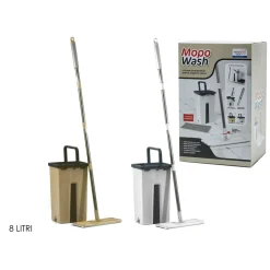 SCOPA LAVAPAVIMENTI SECCHIO CON DOPPIO SERBATOIO 8 LT TESTINA ORIENTABILE A 360° LEGGERO