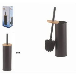 SCOPINO DA BAGNO CON PORTASCOPINO NERO LEGNO MODERNO DA WC SPAZZOLONE 87460