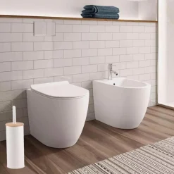 SCOPINO DA BAGNO CON PORTASCOPINO BIANCO LEGNO MODERNO DA WC SPAZZOLONE 87459