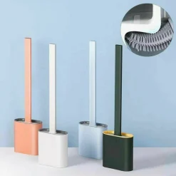 SCOPINO PER WC BAGNO SPAZZOLA PER PULIZIA IN SILICONE CON PORTASCOPINO DA MURO
