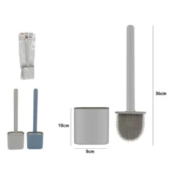 SCOPINO PER WC BAGNO SPAZZOLA PER PULIZIA IN SILICONE CON PORTASCOPINO DA MURO
