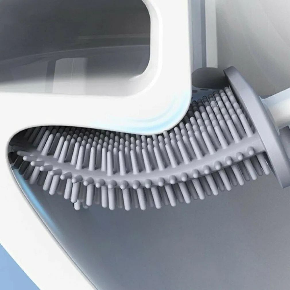 SCOPINO PER WC BAGNO SPAZZOLA PER PULIZIA IN SILICONE CON PORTASCOPINO DA MURO