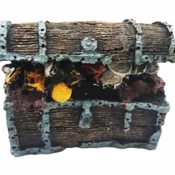 SCRIGNO TESORO PIRATI GRANDE 11x7x9CM ORNAMENTO PER ACQUARIO DECORAZIONI PIETRA