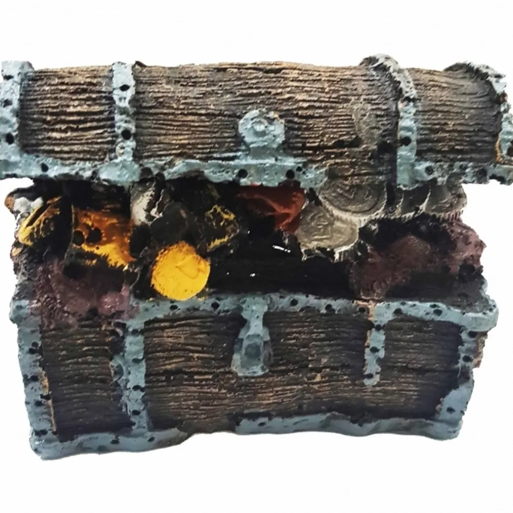 SCRIGNO TESORO PIRATI GRANDE 11x7x9CM ORNAMENTO PER ACQUARIO DECORAZIONI PIETRA