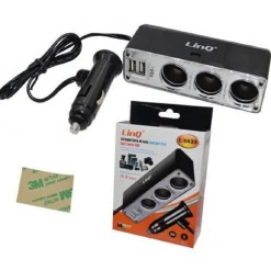 SDOPPIATORE ADATTATORE 3IN1 PRESA ACCENDISIGARI PER AUTO + 2 PORTE USB 15W C-3A33