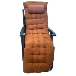 SDRAIO CON CUSCINO IMBOTTITO MARRONE IN TEXTILENE POLTRONA RELAX TERRAZZO GIARDINO 483005