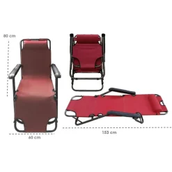 SDRAIO SEDIA LETTINO ROSSO RELAX PRENDISOLE DA SPIAGGIA GIARDINO PIEGHEVOLE 285002