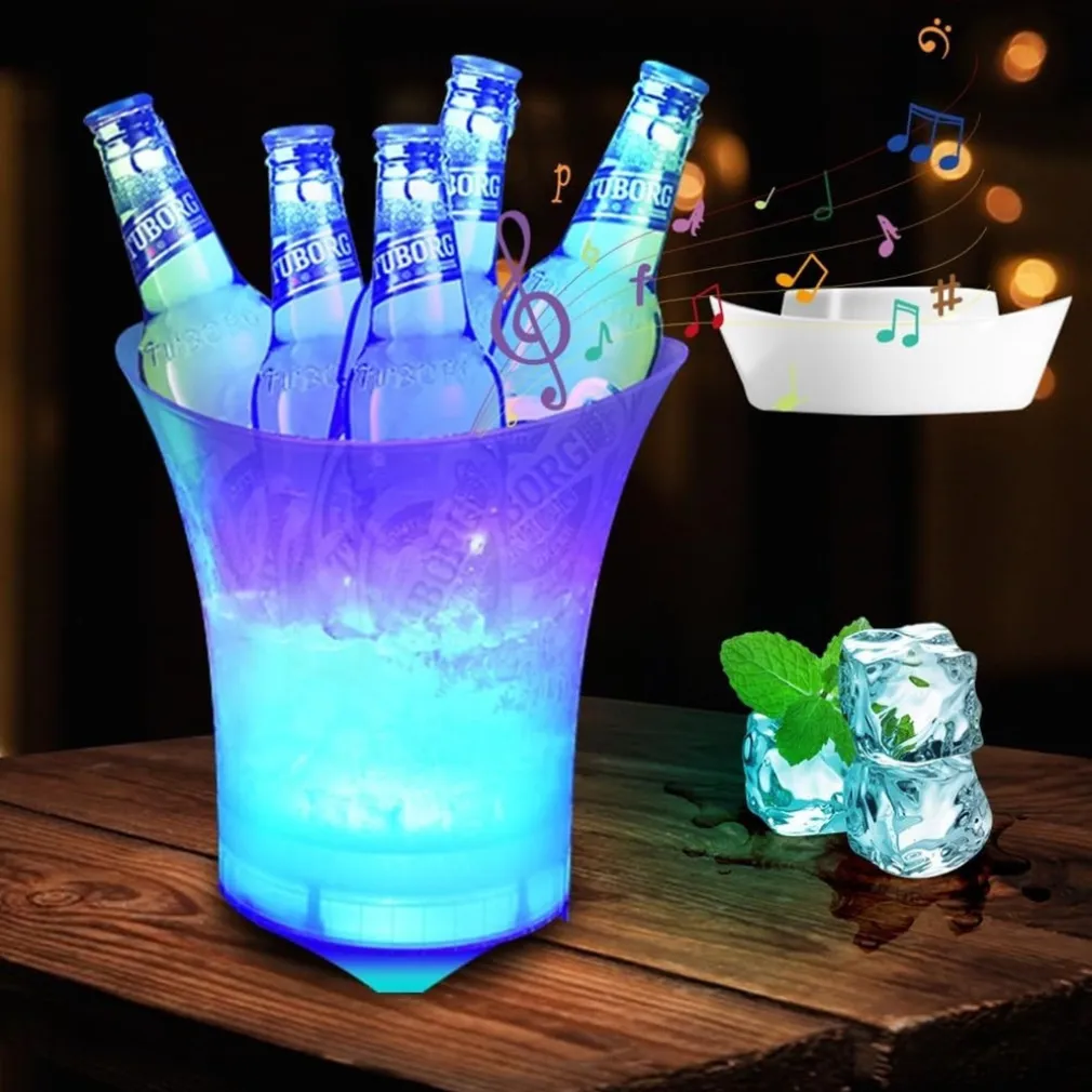 SECCHIELLO PER GHIACCIO A LED DA 5LT 6 COLORI PER RAFFREDDARE BEVANDE IMPERMEABILE FESTE