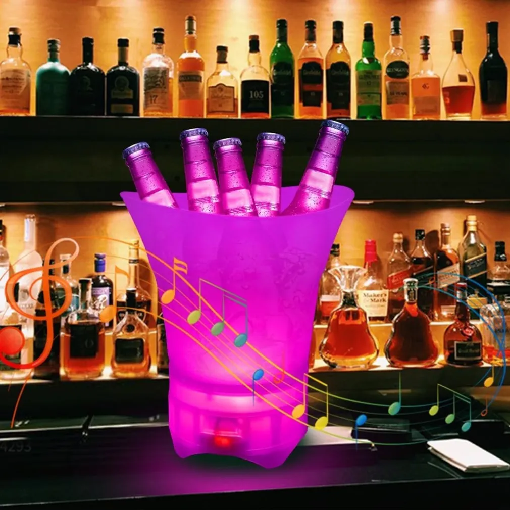 SECCHIELLO PER GHIACCIO A LED DA 5LT 6 COLORI PER RAFFREDDARE BEVANDE IMPERMEABILE FESTE