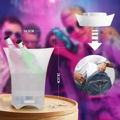 SECCHIELLO PER GHIACCIO A LED DA 5LT 6 COLORI PER RAFFREDDARE BEVANDE IMPERMEABILE FESTE