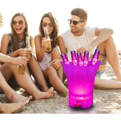 SECCHIELLO PER GHIACCIO A LED DA 5LT 6 COLORI PER RAFFREDDARE BEVANDE IMPERMEABILE FESTE