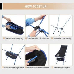 SEDIA PIEGHEVOLE DA CAMPEGGIO PESCA IMPERMEABILE PORTATILE CARICO 140KG TESSUTO