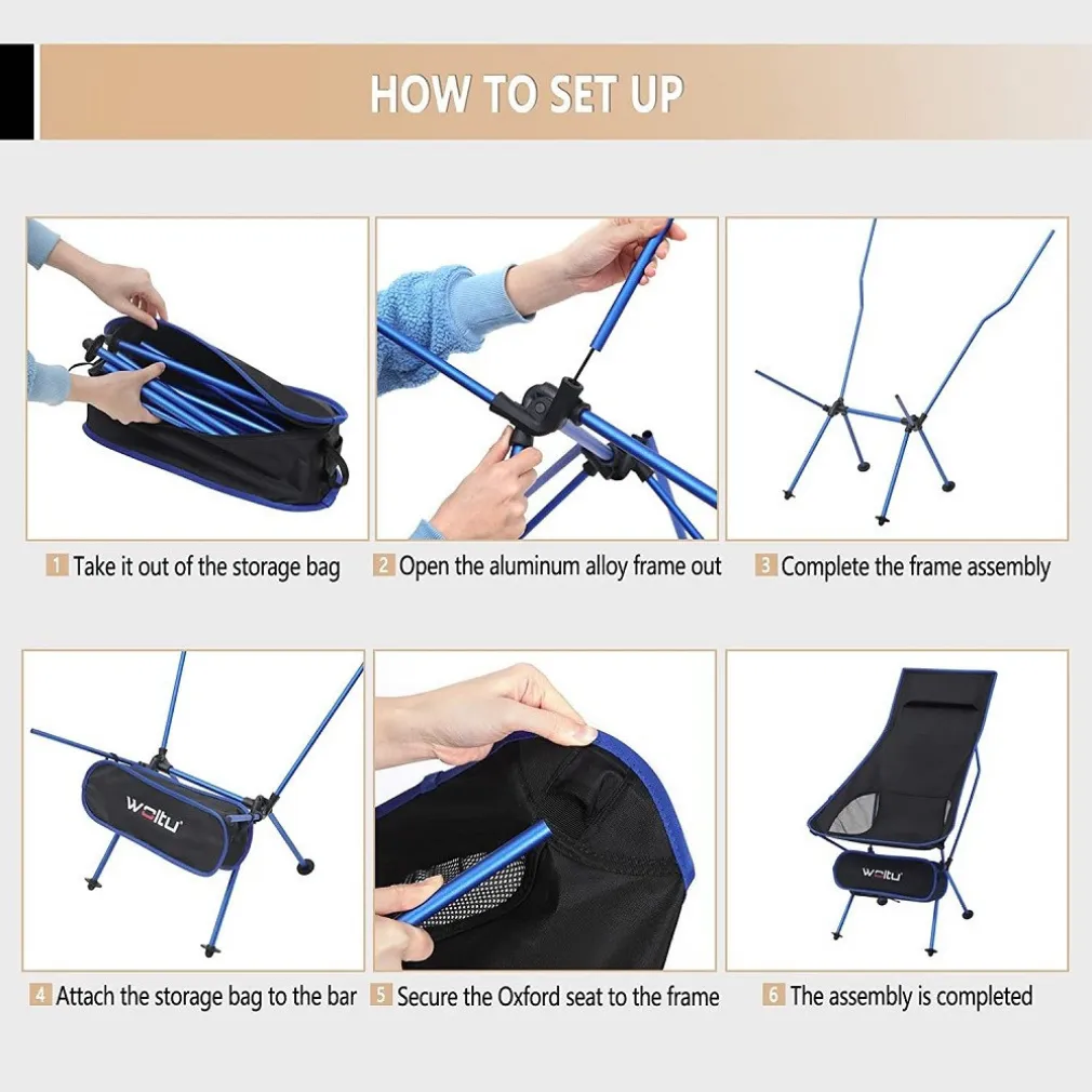 SEDIA PIEGHEVOLE DA CAMPEGGIO PESCA IMPERMEABILE PORTATILE CARICO 140KG TESSUTO