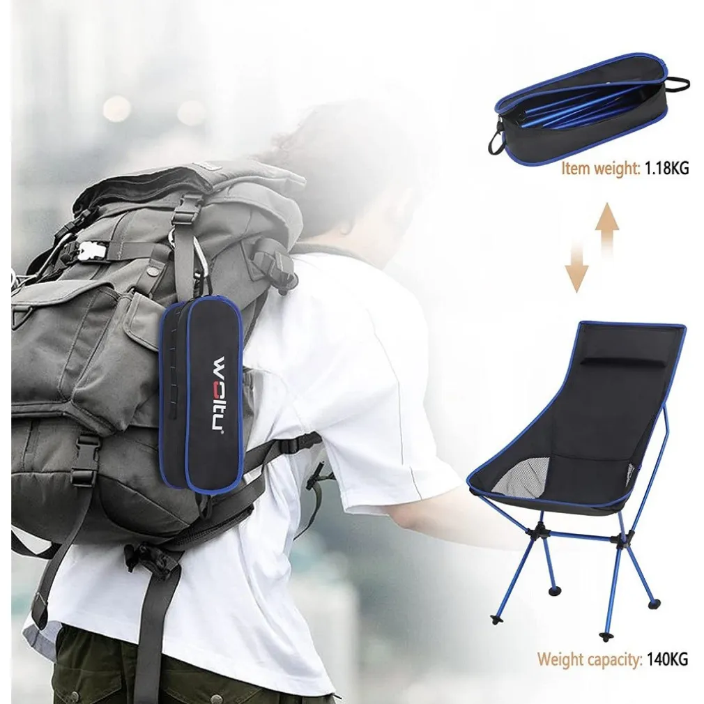 SEDIA PIEGHEVOLE DA CAMPEGGIO PESCA IMPERMEABILE PORTATILE CARICO 140KG TESSUTO