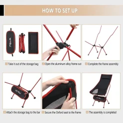 SEDIA PIEGHEVOLE DA CAMPEGGIO PESCA IMPERMEABILE PORTATILE CARICO 140KG TESSUTO