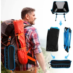 SEDIA PIEGHEVOLE DA CAMPEGGIO CON BORSA PORTATILE SPIAGGIA PESCA PICNIC GIARDINO
