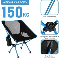 SEDIA PIEGHEVOLE DA CAMPEGGIO CON BORSA PORTATILE SPIAGGIA PESCA PICNIC GIARDINO