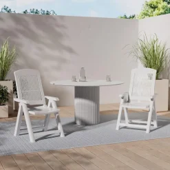 SEDIA PIEGHEVOLE POLTRONA BIANCA ARREDO ESTERNO DA GIARDINO 60X61X109H CM 851016