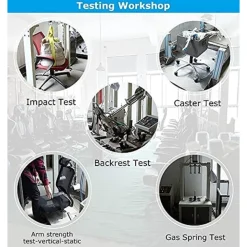 SEDIA POLTRONA UFFICIO CASA IN ECOPELLE CUSCINO LOMBARE POGGIATESTA PIEDI BLU BIANCO