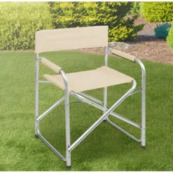 SEDIA REGISTA BEIGE PIEGHEVOLE IN FERRO PER CAMPEGGIO MARE SPIAGGIA GIARDINO 285008