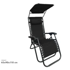 SEDIA SDRAIO CON PARASOLE IN TEXTILENE RECLINABILE PIEGHEVOLE CON POGGIATESTA 483015