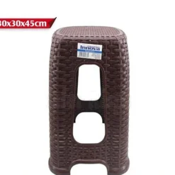 SEDIA SGABELLO IN PLASTICA INTERNI ESTERNI MULTIUSO CASA 30X30X45CM RATTAN