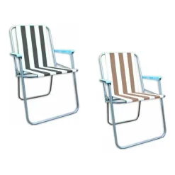 SEDIA SPIAGGINA RELAX IN FERRO TESSUTO OXFORD DECORO A RIGHE 2 COLORI 52X47X75CM 285018