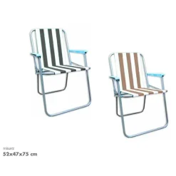 SEDIA SPIAGGINA RELAX IN FERRO TESSUTO OXFORD DECORO A RIGHE 2 COLORI 52X47X75CM 285018