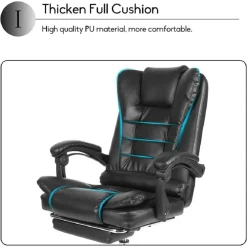 SEDIA UFFICIO GIREVOLE GIOCO POGGIAPIEDI SCRIVANIA RECLINABILE IN PELLE MARRONE